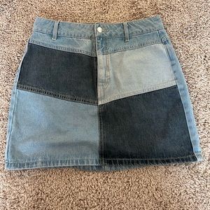 Patchwork jean skirt